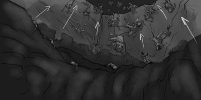 OVER THE TOP/ANGLE DOWN - tracking with the bodies
The corpses are rising into the air...