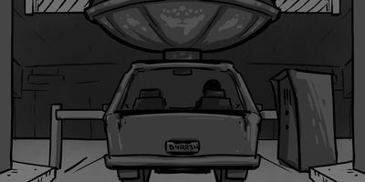 LS>WIDE (STATIC) - From behind the car.