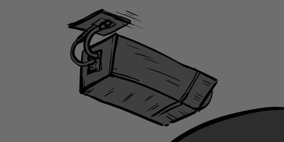 B: CU of security camera pointed at the car