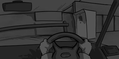 B: POV of Glen driving into the carpark.