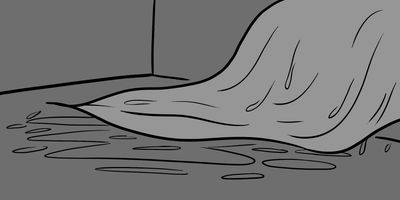 CU - water dripping off cape (slow motion)