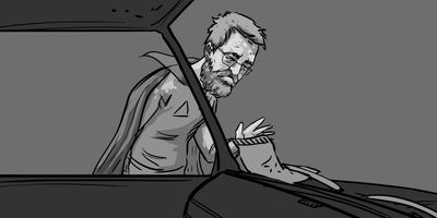 Glen finds envelope.
MCU (HANDHELD) - From the inside of the car.