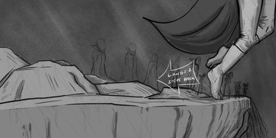 Darren's feet are the last to land on the cliff.