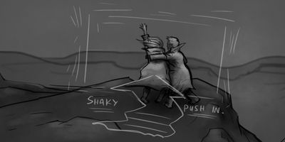 Glen won't let go of Glenrose's hand. She bucks and struggles but his grip is too strong.