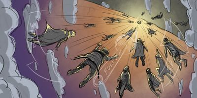 ...the cult members FLY INTO THE NIGHT on pastel wings, pulled along in the comet's wake.