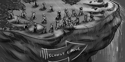 The people are lined up now, about to jump.