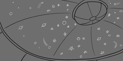 A nightlight projects stars and planets.
WIDE (DOLLY) - Push in twist(tilt) on the ceiling.
* Dolly of track