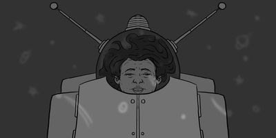 CU (DOLLY) - The night light dances over their helmets.