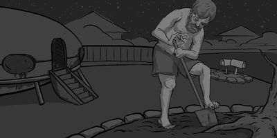 Glen is digging with animalistic urgency.
PROFILE (HANDHELD) - Following Glens movements.
* kinetic