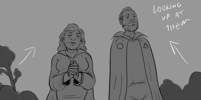 MS (STATIC): G & GR talking. Symmetrical. Tilted up at them.